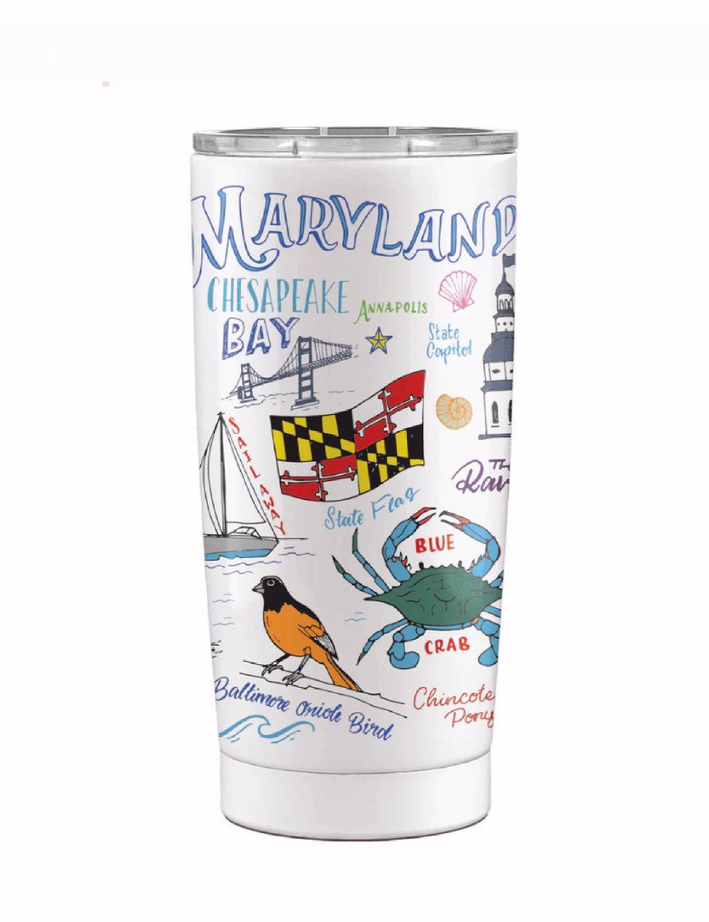 Maryland Chesapeake Bay Icons Metal Hot/Cold 20 Ounce Tumbler