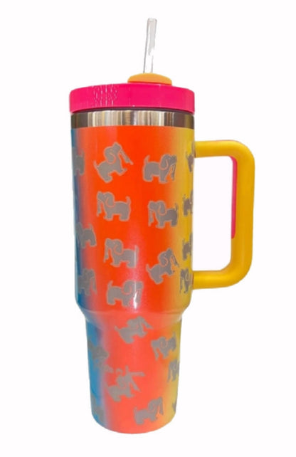 Puppie Love Dog 40 ounce Rainbow Stainless Steel Travel Tumbler