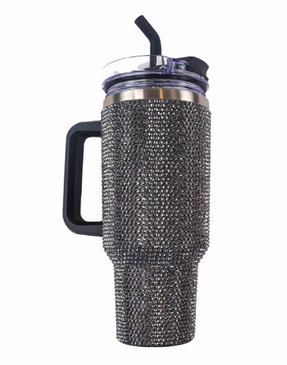 Simply Southern 30 oz Large Sequined Stainless Tumbler Travel Mug Black/Silver