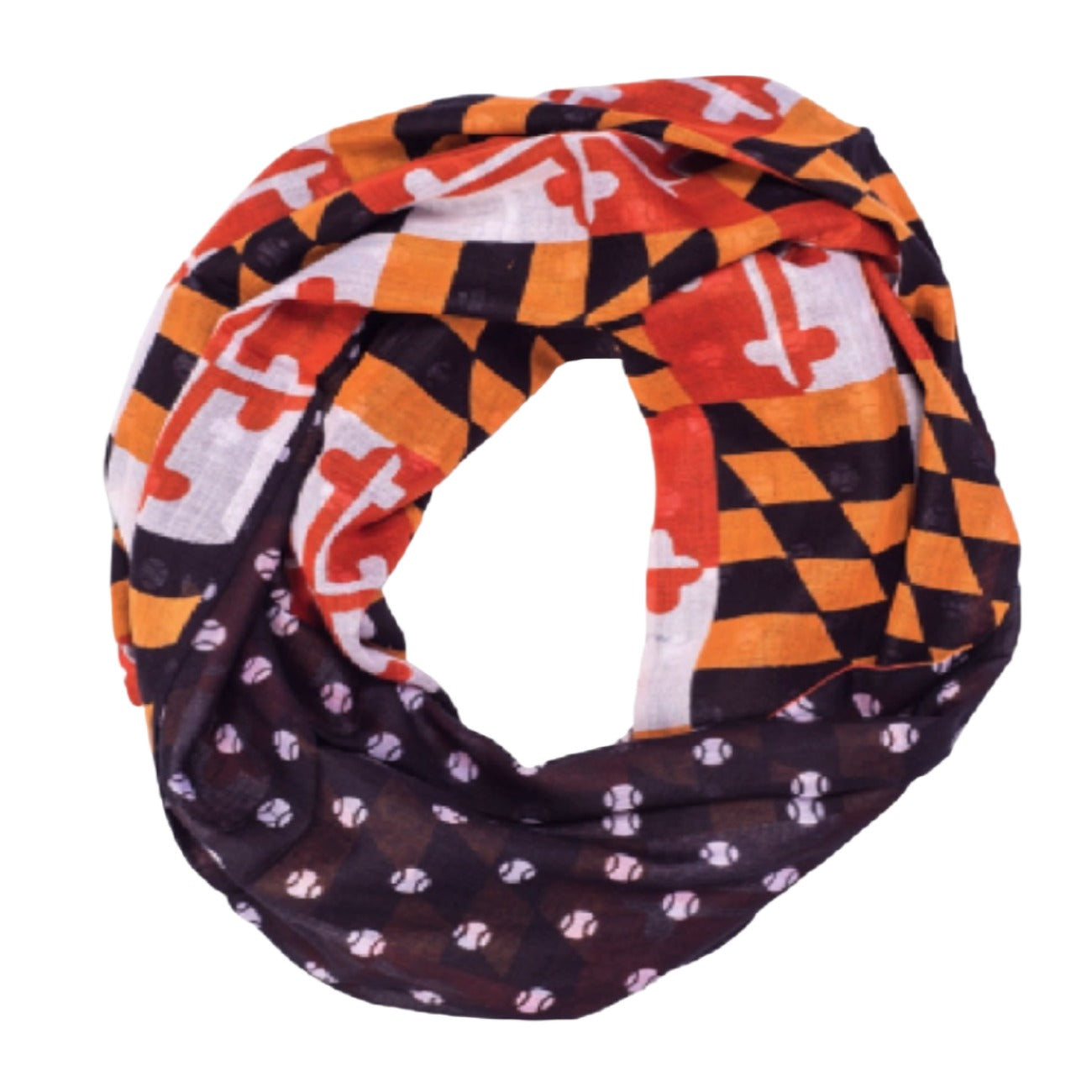 Maryland Flag Orange Black Baseball Sports Infinity Scarf