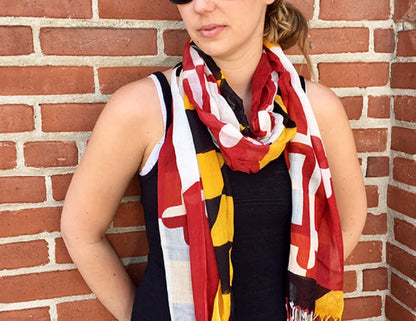 Maryland Flag Scarf with Fringes