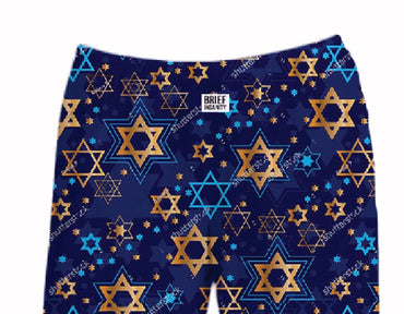 Brief Insanity Hanukkah Chanukah Star Of David Blue Lounge Pants Pajamas