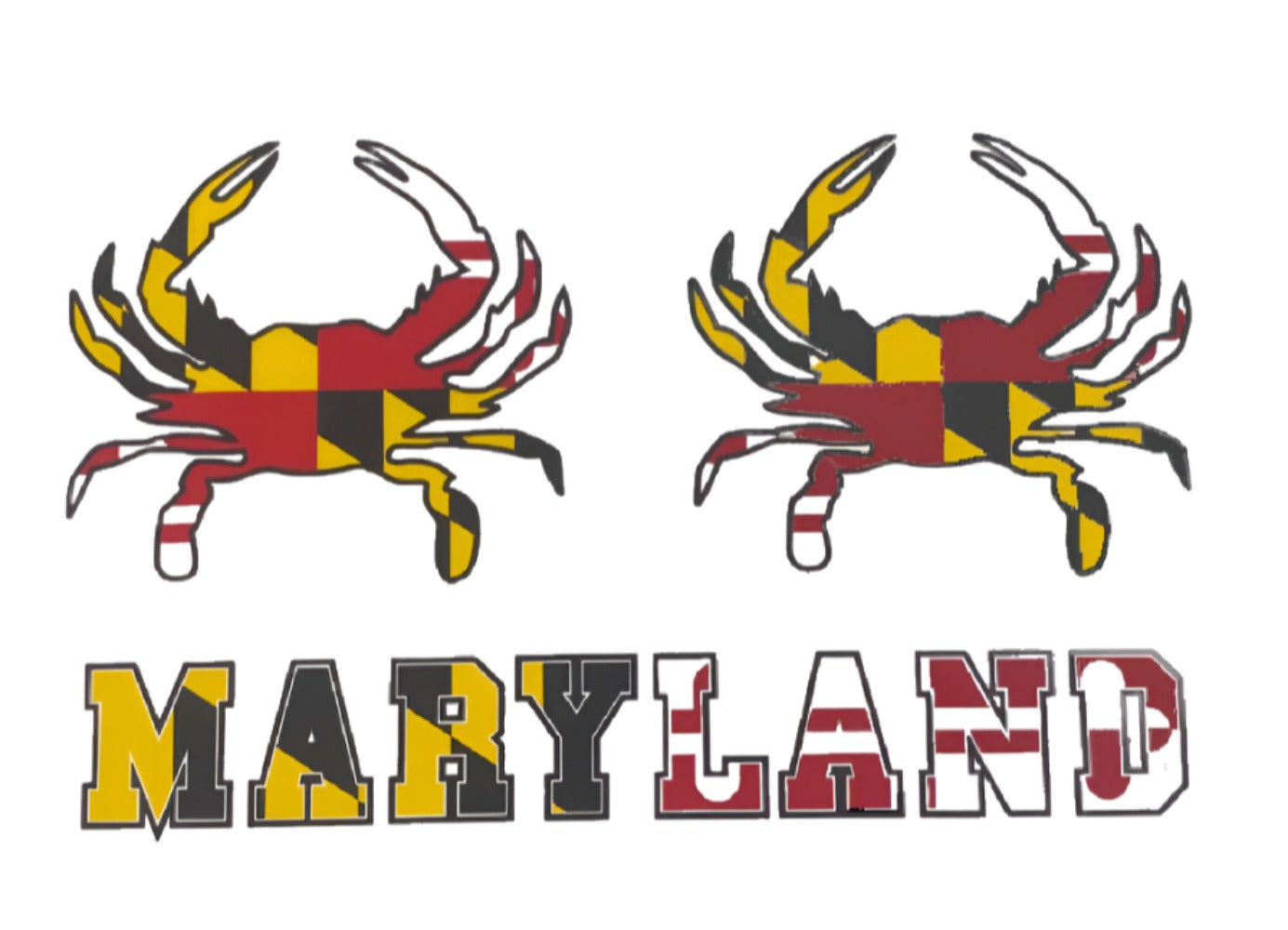 Maryland Flag State And Crabs Sticker Decal Set