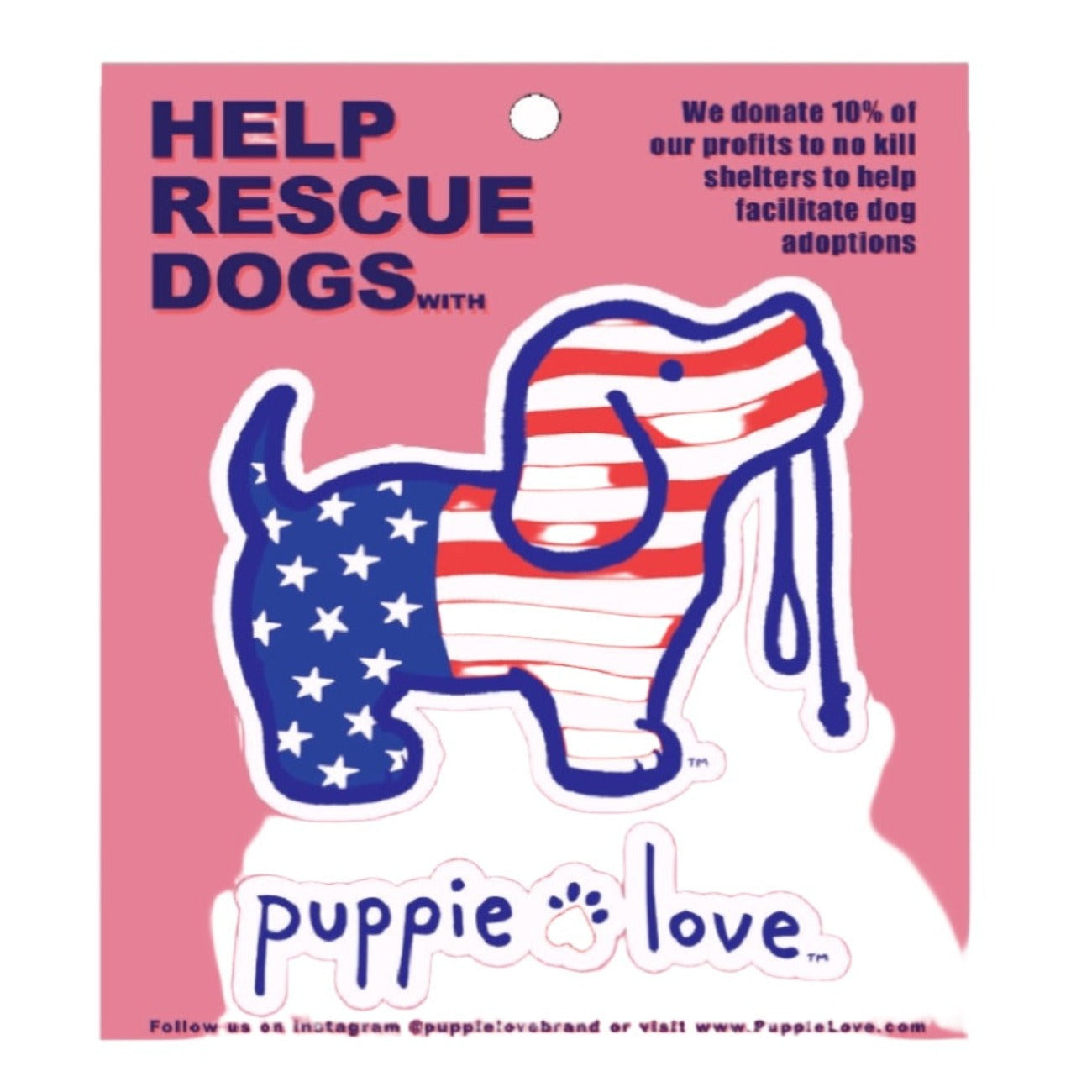 Puppie Love Pup USA Sticker Decal