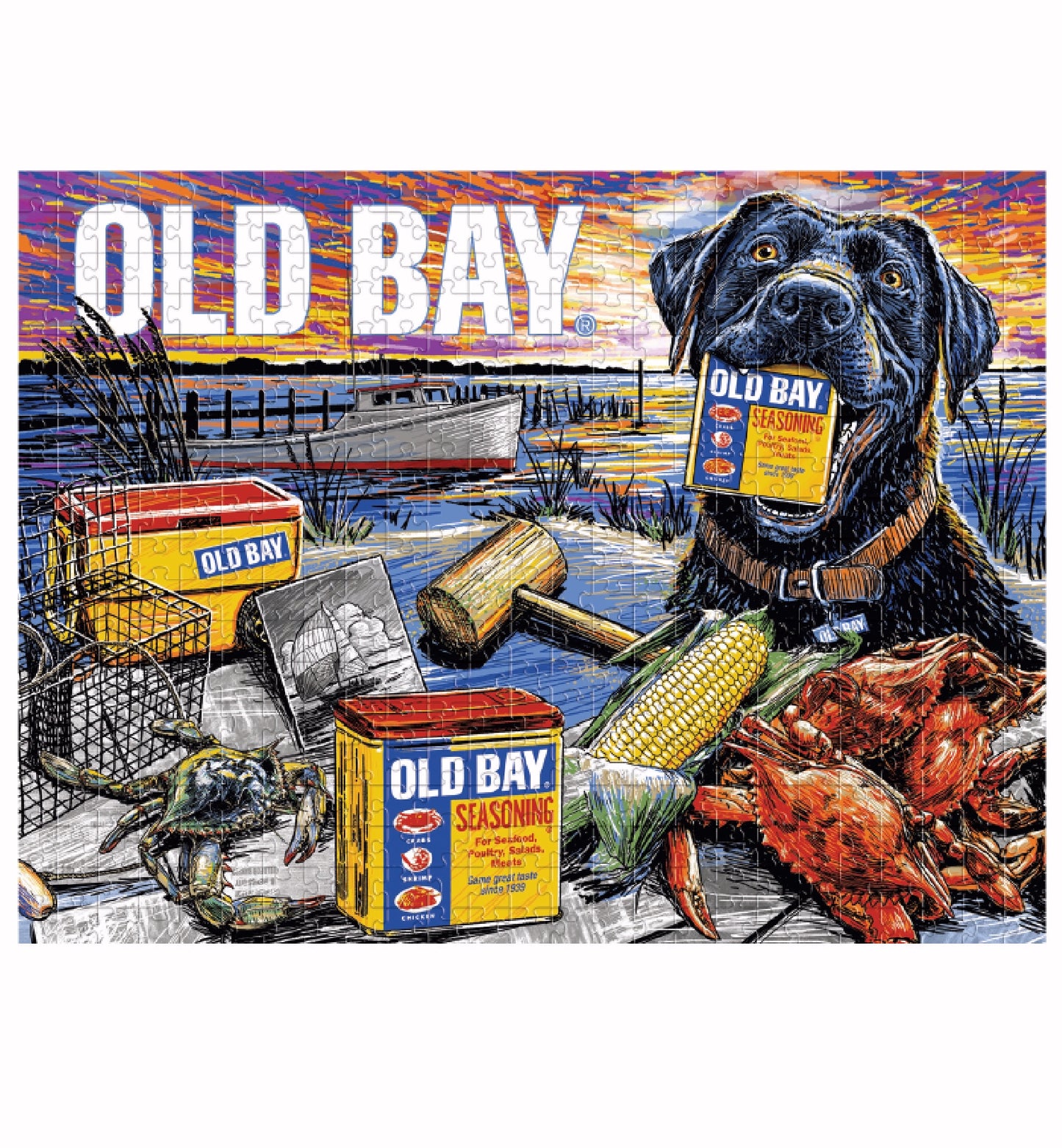 Old Bay Harbor Scene 500 Piece Jigsaw Puzzle