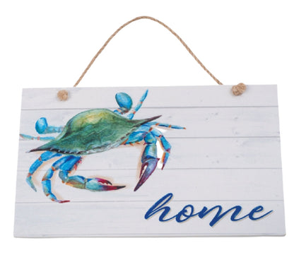 Blue Crab Home Hanging Wall Sign