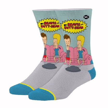 Beavis and Butt-Head Chillin on the Couch Athletic Crew Socks