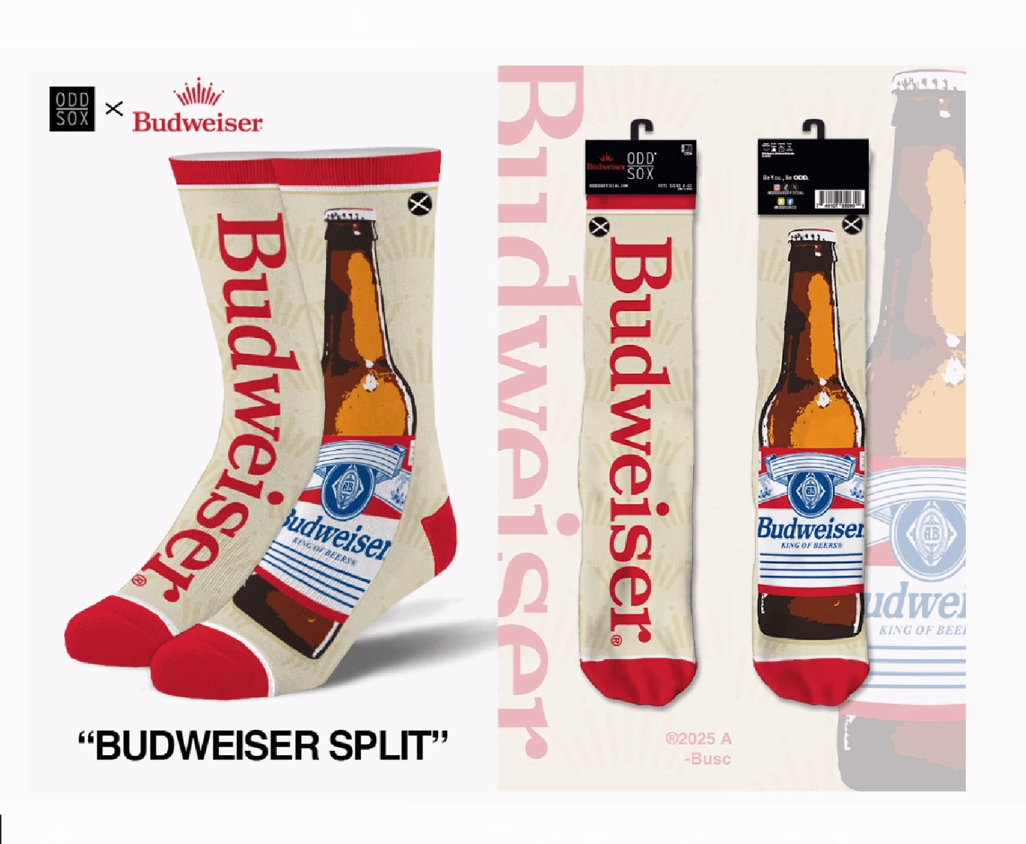 Budweiser Beer Split Athletic Crew Socks