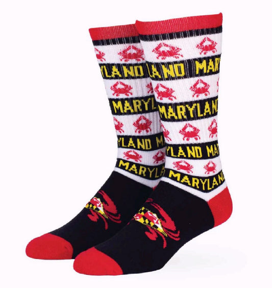 Maryland Crab and Flag Striped Crew Socks