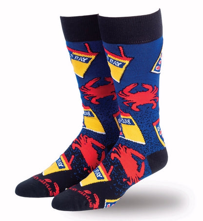 Old Bay Crabs and Cans Crew Socks