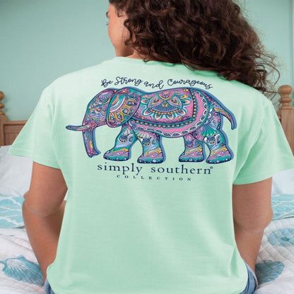 Simply Southern Be Strong And Courageous Elephant Short Sleeve T-Shirt