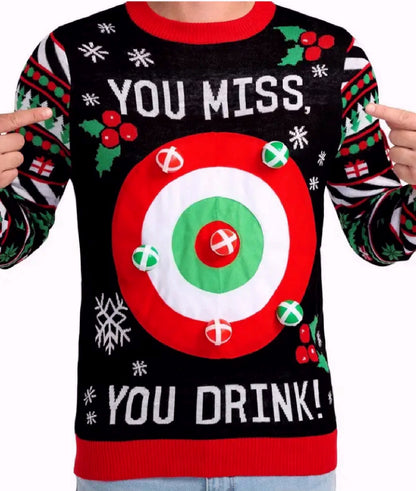 Drinking Game Men’s Fun Humorous Knit Sweater