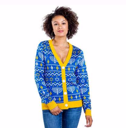 Menorah Hanukkah Women’s Cardigan Sweater