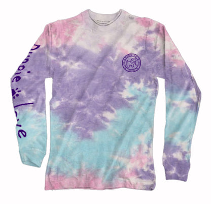 Puppie Love Dog Cotton Candy Tie Dye Pup Long Sleeve T-Shirt Sweatshirt