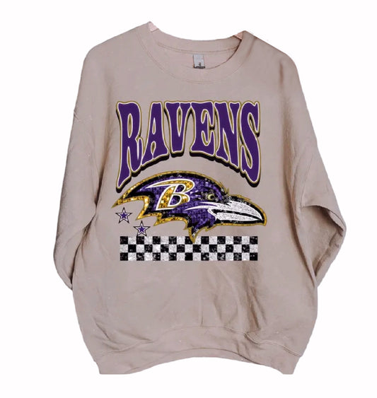 Baltimore Ravens Faux Sparkle Short Sleeve T-Shirt