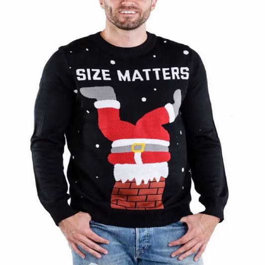 Stuck Santa Size Matters Humorous Christmas Sweater