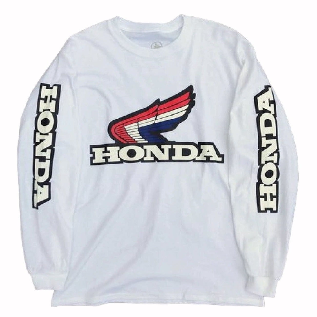 Honda Logo White With Red-White-Blue Wing Jersey Long Sleeve T-Shirt