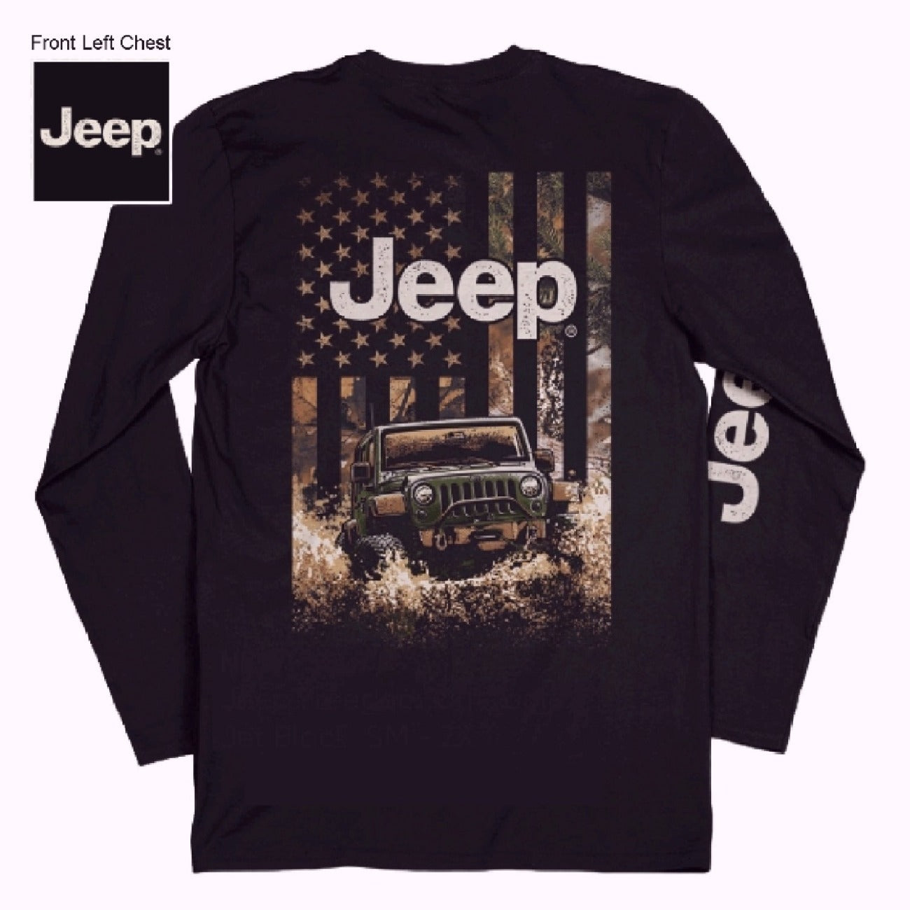 Jeep U.S. Flag Camo Long Sleeve T-Shirt Sweatshirt