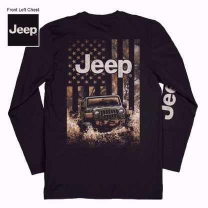 Jeep U.S. Flag Camo Long Sleeve T-Shirt Sweatshirt