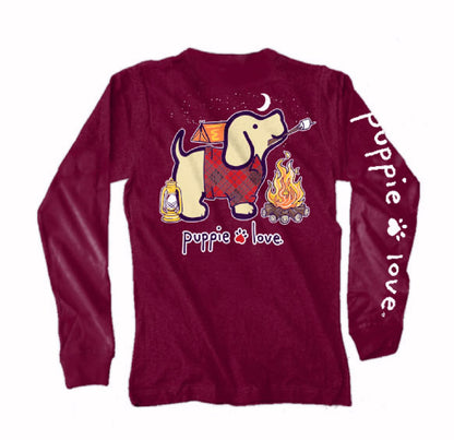 Puppie Love Dog Camping Pup and Toasted Marshmallows Long Sleeve T-Shirt Sweatshirt