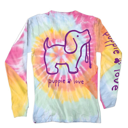 Puppie Love Dog Tie Dye Youth Long Sleeve Sweatshirt