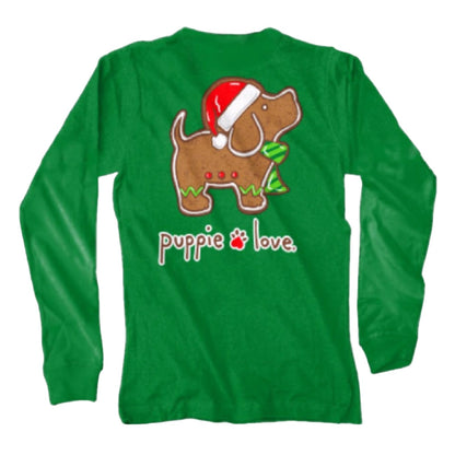 Puppie Love Dog Christmas Gingerbread Pup Youth Long Sleeve T-Shirt Sweatshirt