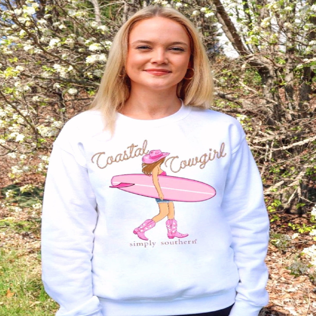 Simply Southern Coastal Cowgirl Long Sleeve Crew Top Sweatshirt