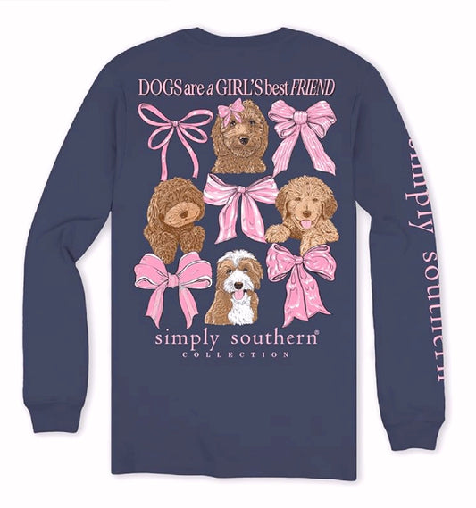 Simply Southern Dogs Are A Girl’s Best Friend Long Sleeve T-Shirt Crew Top