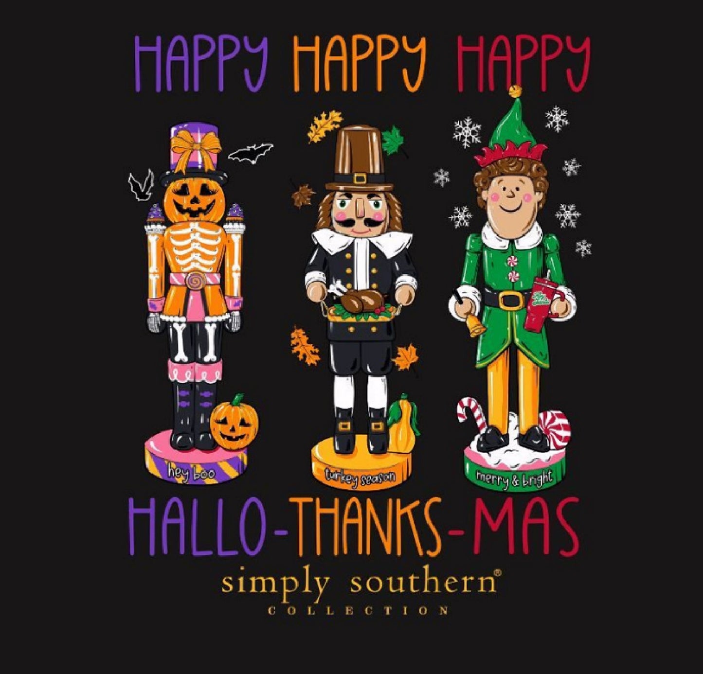 Simply Southern Happy Everything Holidays Long Sleeve T-Shirt Crew Top