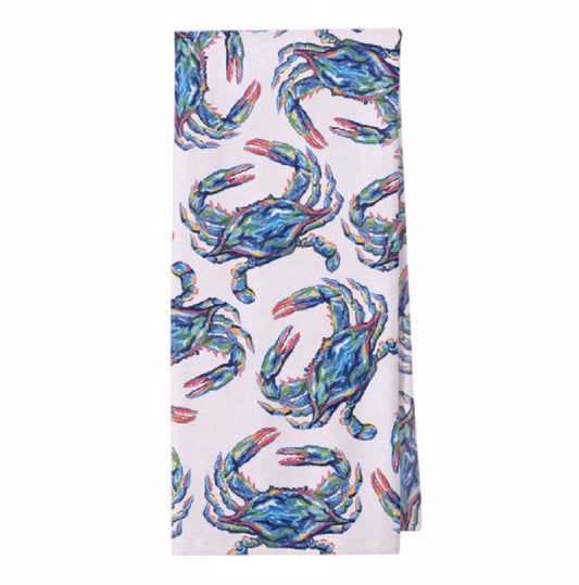 Watercolor Blue Crab Kitchen Towel