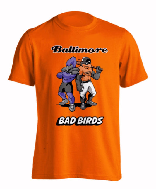 Baltimore Bad Birds Sport Teams Orange Baseball Short Sleeve T-Shirt