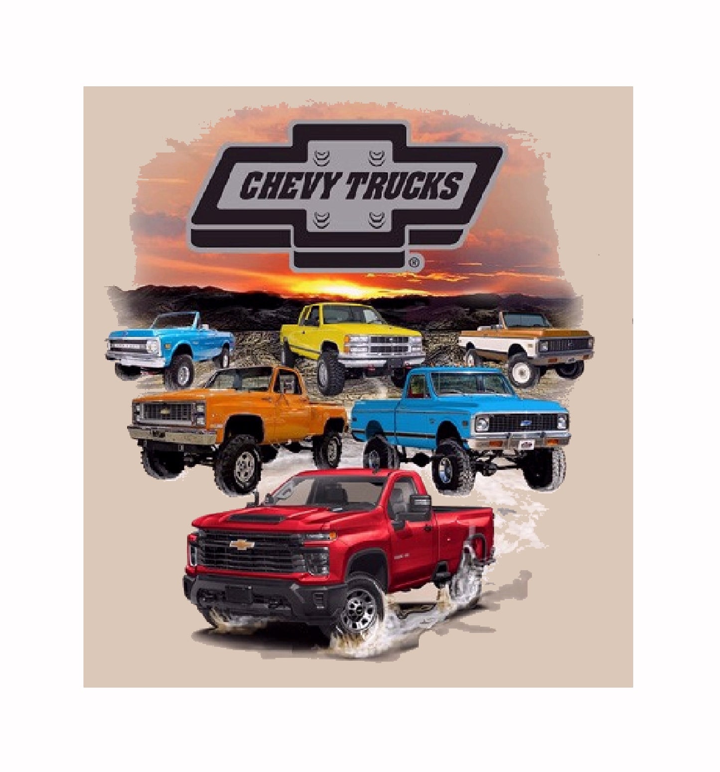 Chevy Chevrolet Trucks Through the Generations Short Sleeve T-Shirt