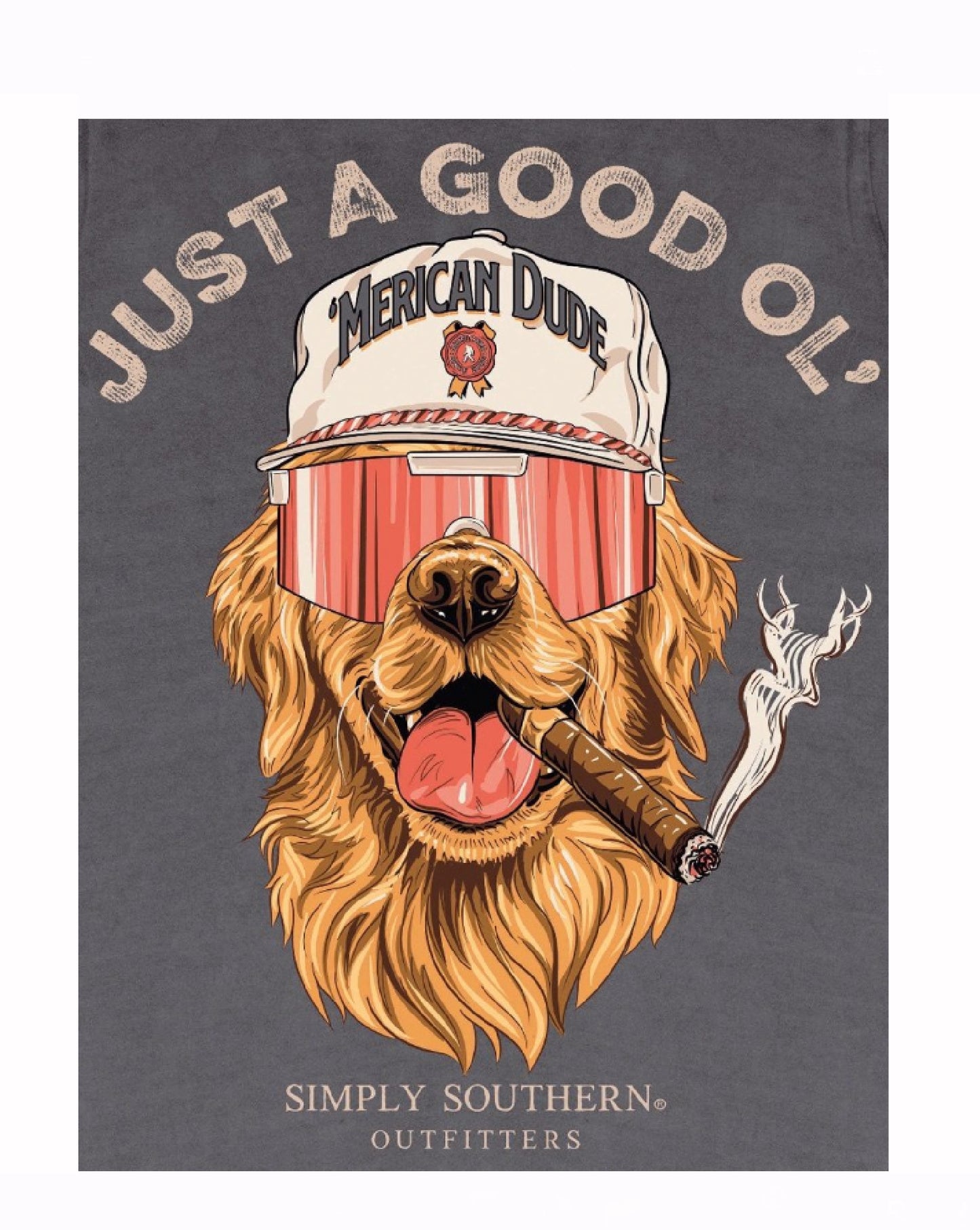 Simply Southern Just a Good Ol’ ‘Merican Dude Dog with Cigar Short Sleeve T-Shirt