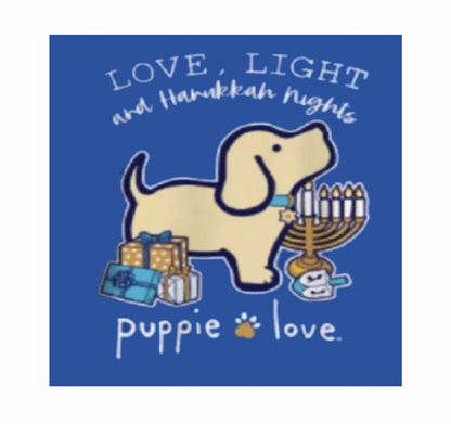 Puppie Love Youth Dog Love Light And Hanukkah Chanukah Nights Short Sleeve T-Shirt