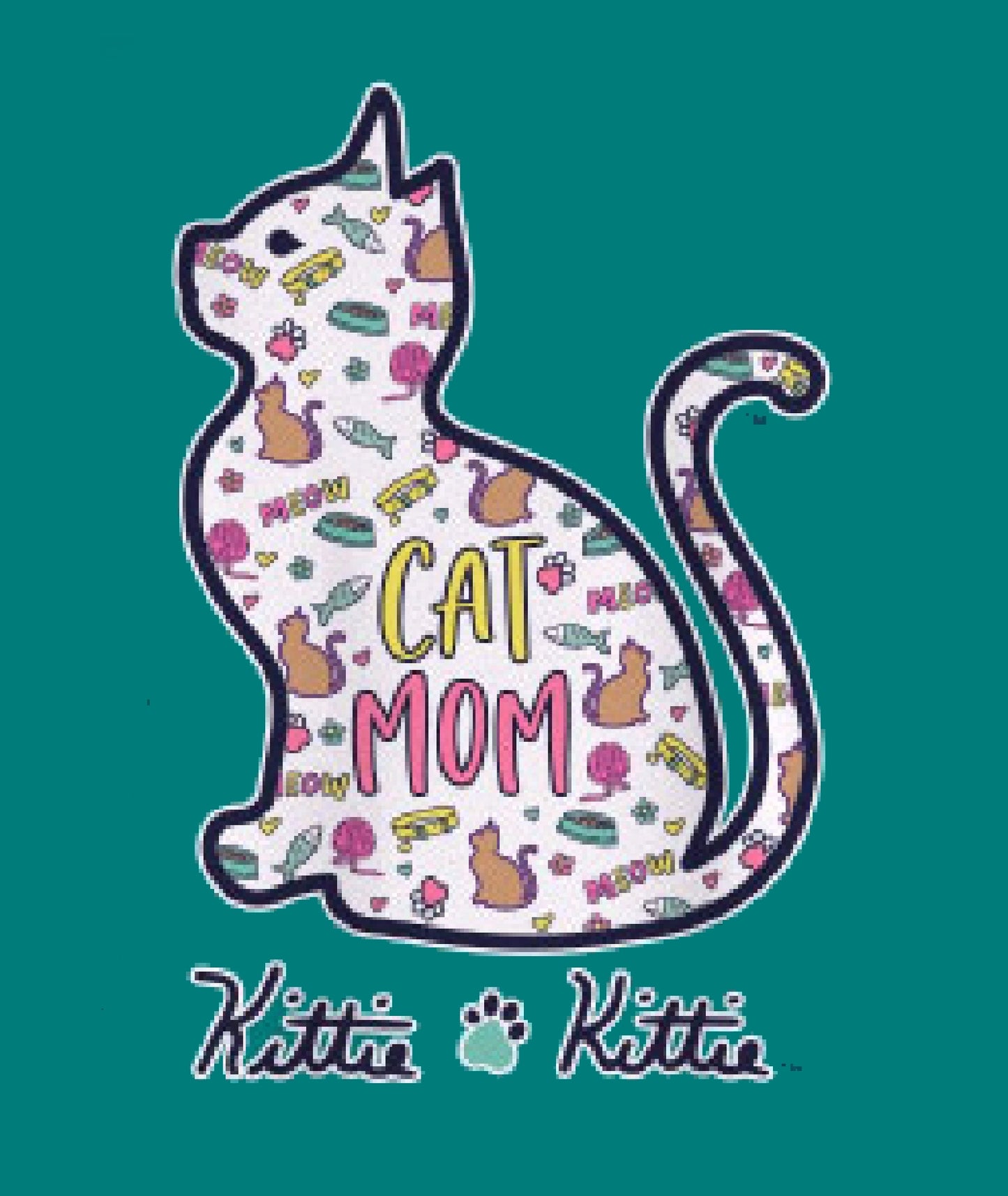 Kittie Kittie Cat Mom Dream Pattern Short Sleeve T-Shirt