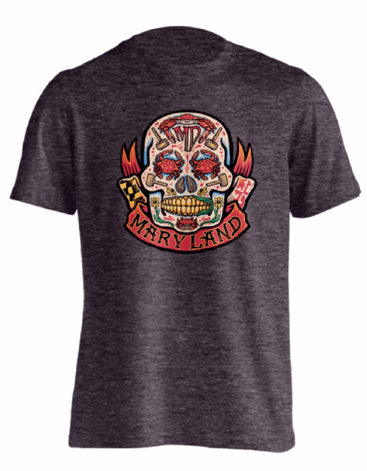 Maryland Crab Icons Skull Short Sleeve T-Shirt