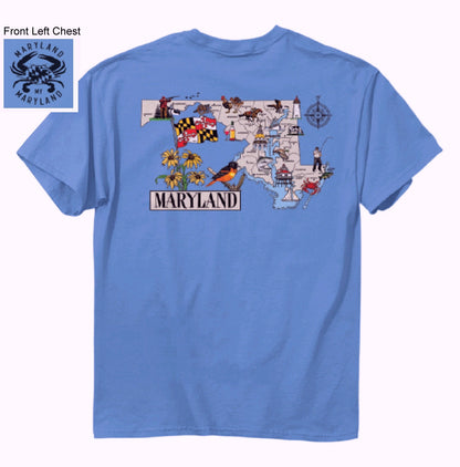 Maryland State Places and Icons Short Sleeve T-Shirt