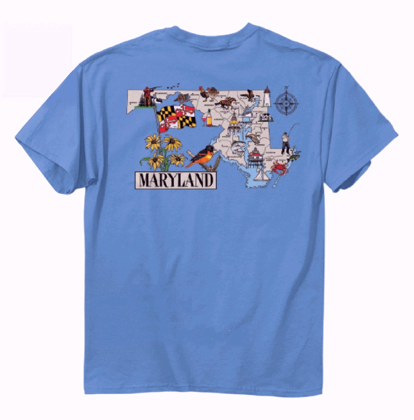 Maryland State Places and Icons Short Sleeve T-Shirt