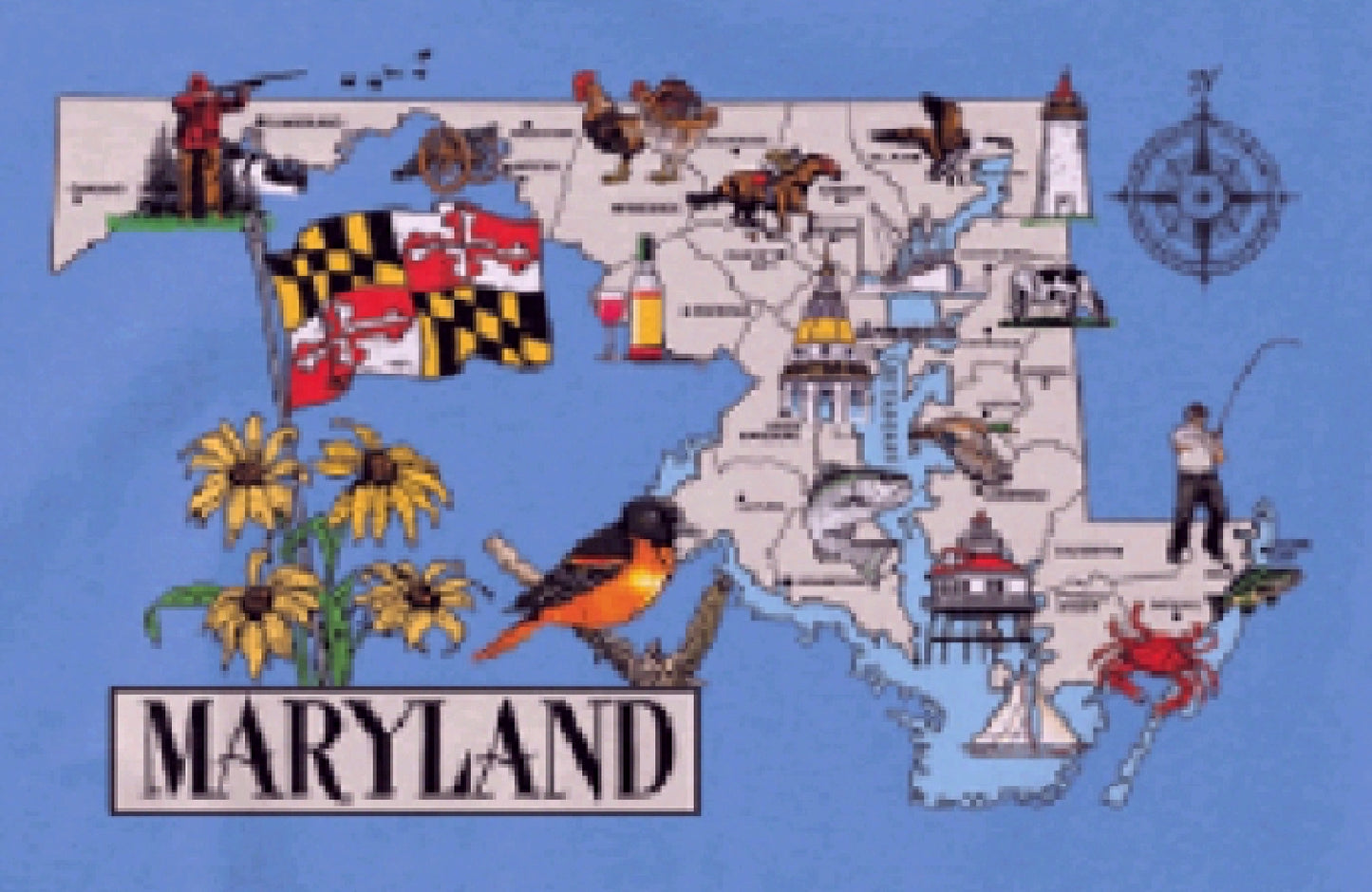 Maryland State Places and Icons Short Sleeve T-Shirt