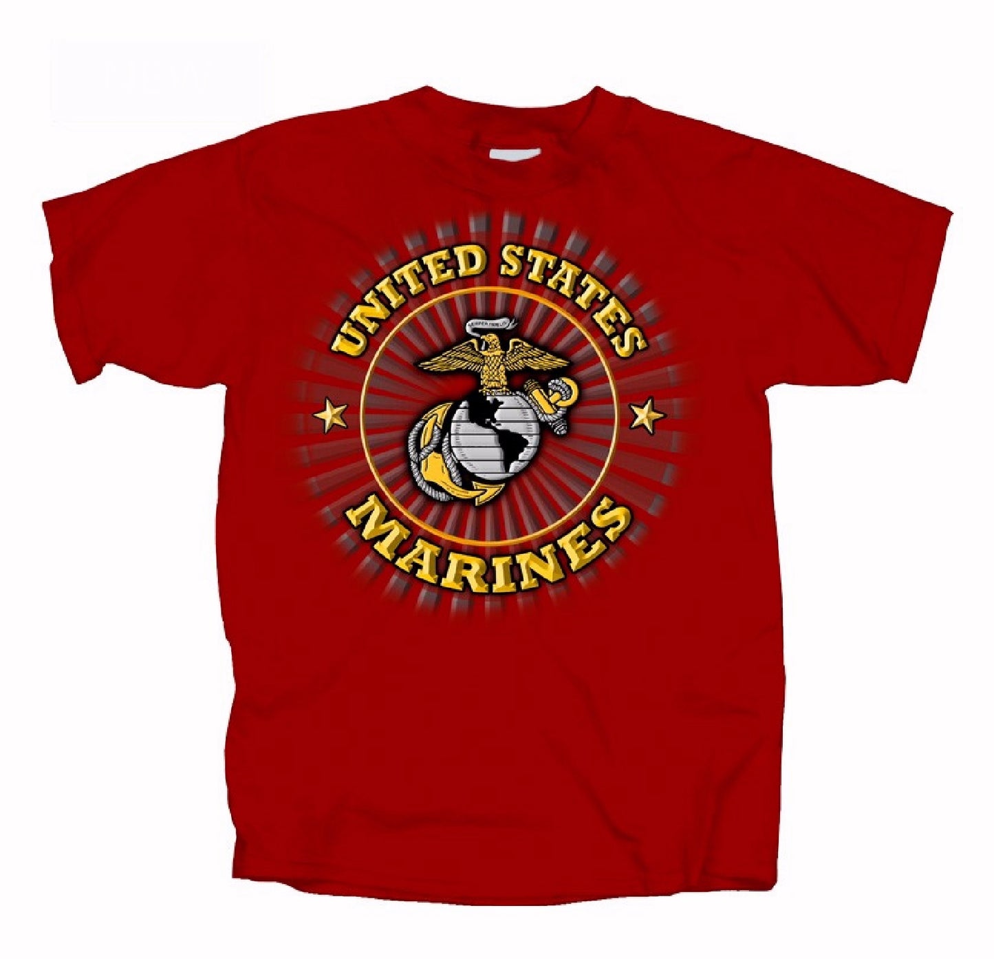 U.S. Marines USMC Shield Logo Burst Red Short Sleeve T-Shirt