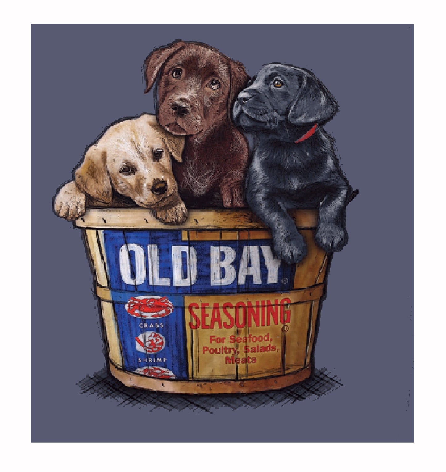 Old Bay Three Puppies in a Bushel Short Sleeve T-Shirt