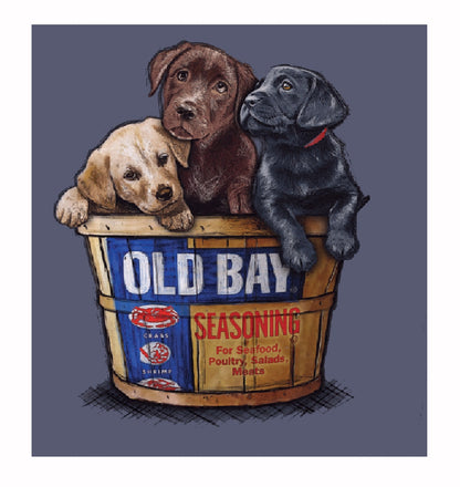 Old Bay Three Puppies in a Bushel Short Sleeve T-Shirt