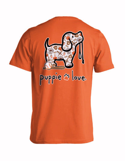 Puppie Love Dog Baseball Pup Orange Short Sleeve T-Shirt