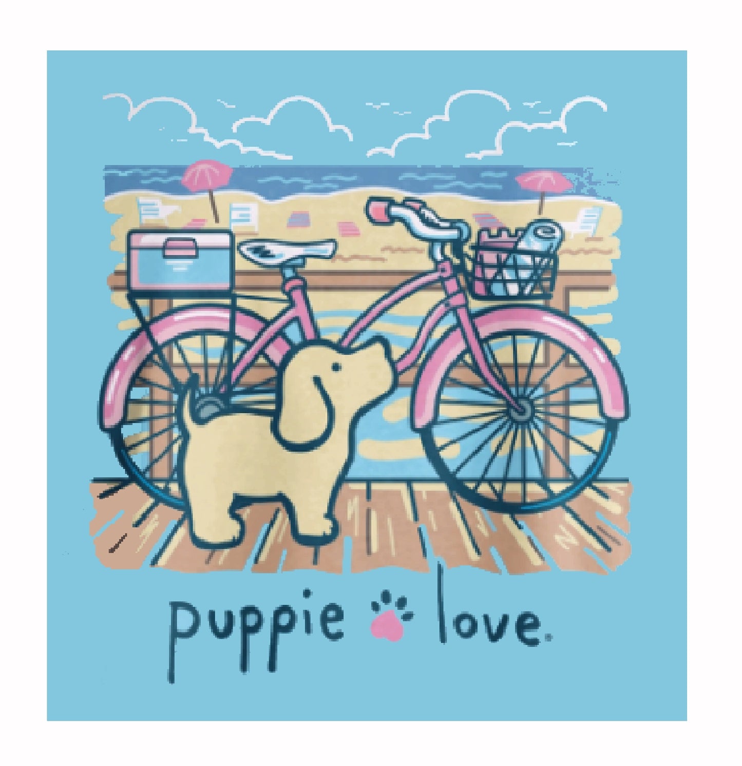 Puppie Love Dog Beach Cruiser Short Sleeve T-Shirt