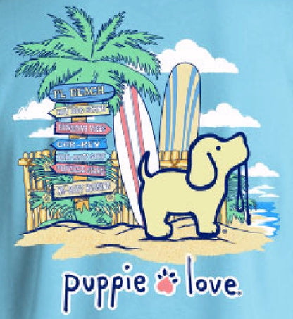 Puppie Love Dog Beach Pup Blue Pullover Hoodie