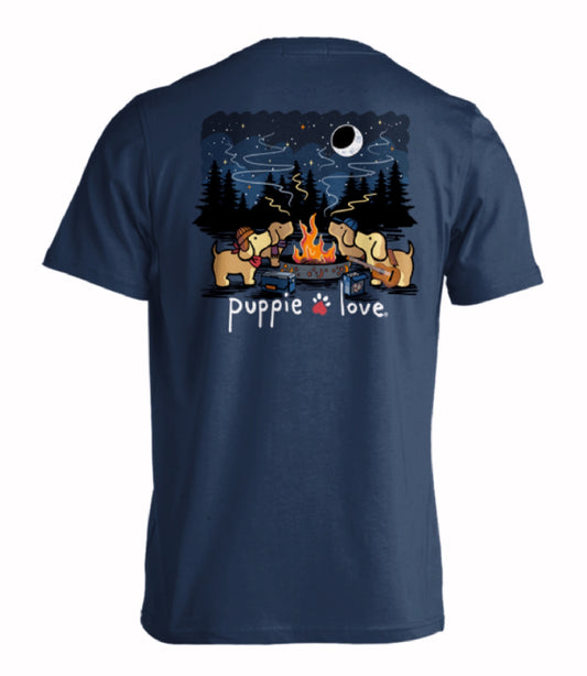 Puppie Love Dog Campfire Pups Short Sleeve T-Shirt