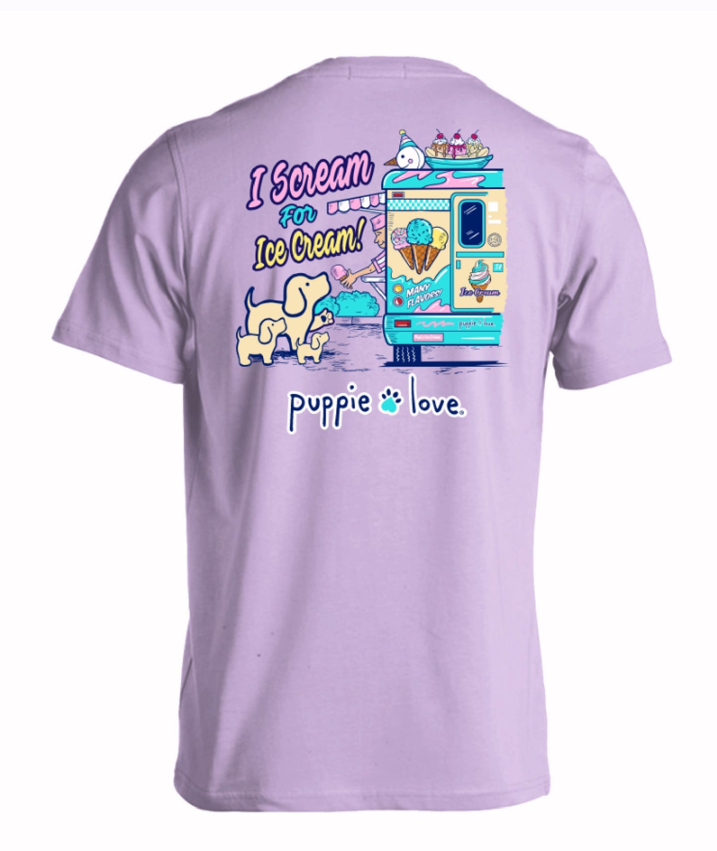 Puppie Love Dog I Scream for Ice Cream Truck Short Sleeve T-Shirt