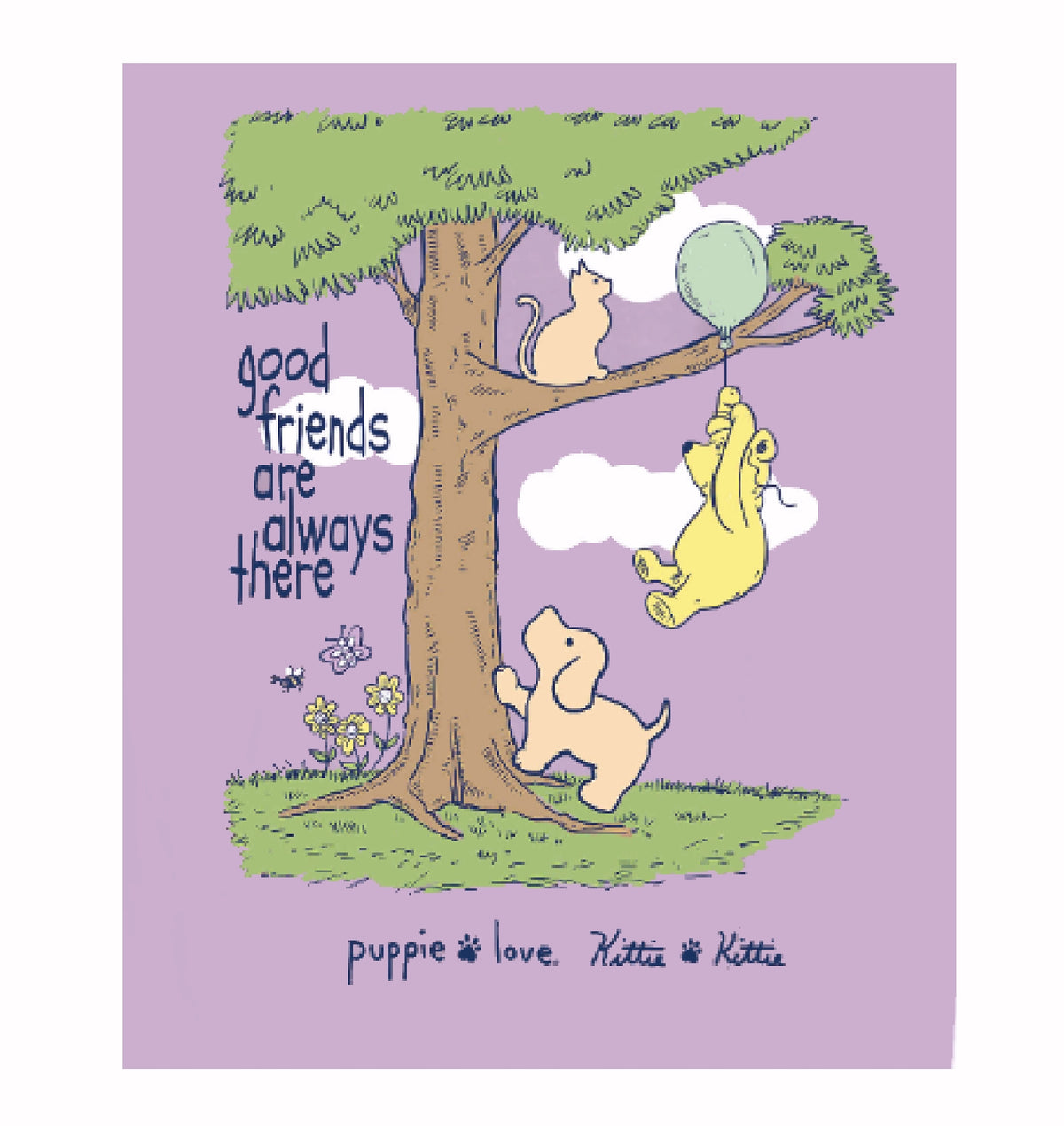 Puppie Love Kittie Kittie Winnie the Pooh Good Friends Are Always There Sleeve T-Shirt