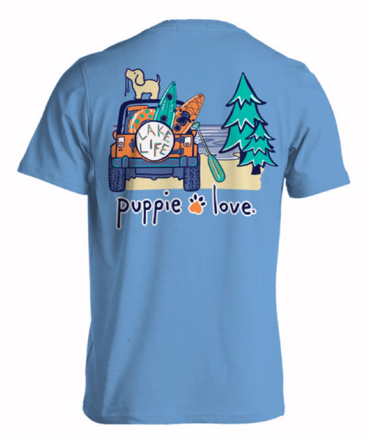 Puppie Love Dog Lake Life Off-Roading Pup Short Sleeve T-Shirt