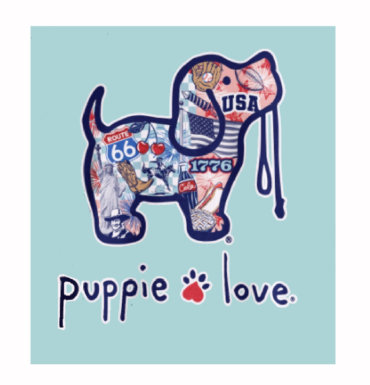 Puppie Love Dog USA Collage Patriotic Pup Short Sleeve T-Shirt